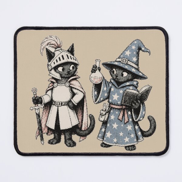 Item preview, Black Cat Knight and Wizard Vintage Fantasy designed and sold by ZOHRR.