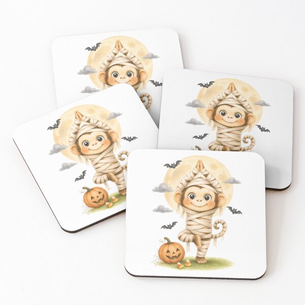 Item preview, Halloween Tree Pose Mummy Monkey designed and sold by YogiAnimalArt.