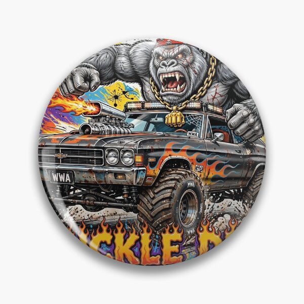 Item preview, WWA-Knuckle Drag Gorilla Monster Chevelle Truck Fink Ar designed and sold by WeirdWheeledArt.
