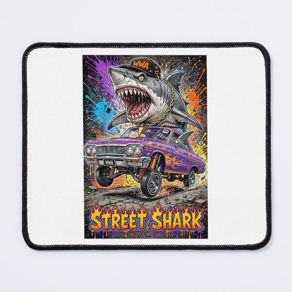 Item preview, WWA-Street Shark Great White Lowrider Gasser Fink Art designed and sold by WeirdWheeledArt.