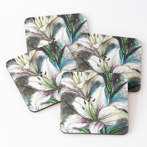 Item preview, Artistic White Lily Floral Watercolor Sketch designed and sold by sopxpol.