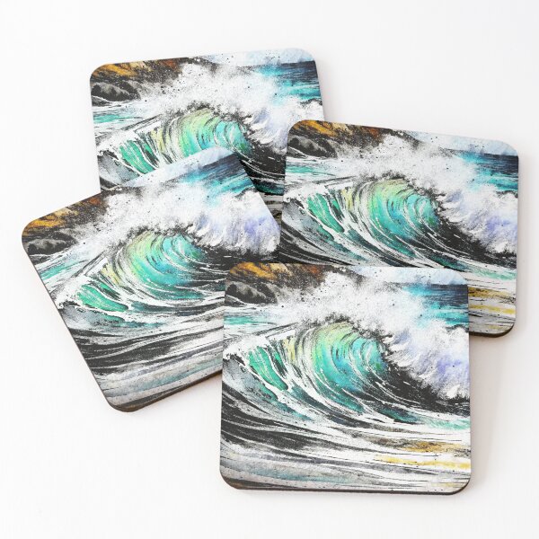 Item preview, Dynamic Turquoise Ocean Wave Watercolor Splash designed and sold by sopxpol.