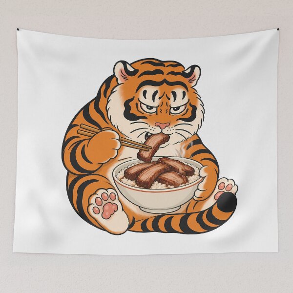 Aperçu de l'œuvre Bol de riz Char Siu Hungry Chubby Tiger créée et vendue par aigcx.