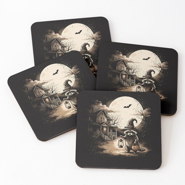 Item preview, Witchy Raccoon Halloween Moonlit Night designed and sold by WhooHoo-Art.