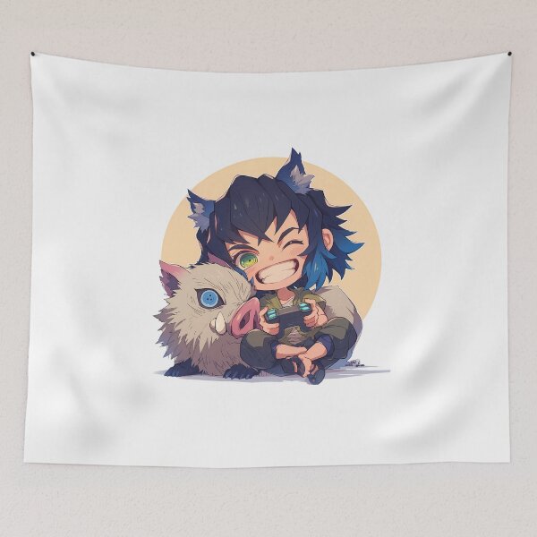 Item preview, Inosuke Hashibira Demon Slayer Chibi Gaming Boar Buddy designed and sold by Dashsopaner.