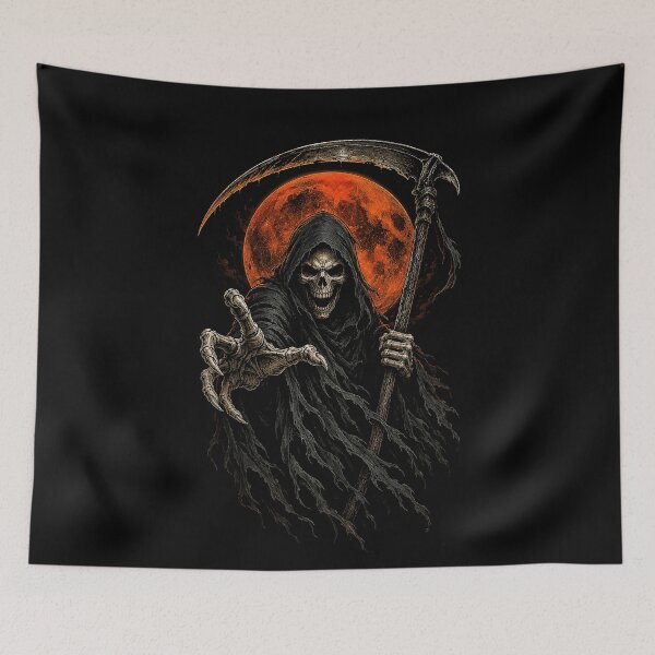 Item preview, Grim Reaper Blood Moon – Dark Gothic Horror Scythe Art designed and sold by Stinky Lincy's Apparel Company.