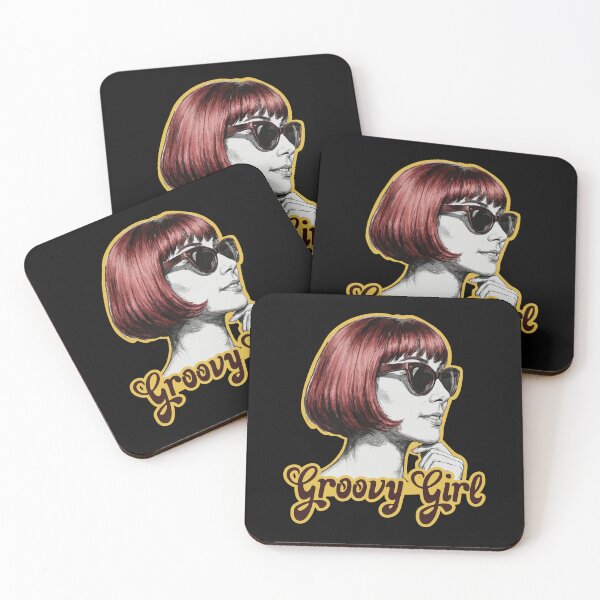 Item preview, Groovy Girl - Retro 60s Mod Icon in Gold & Burgundy designed and sold by THROUGH-LIFE.