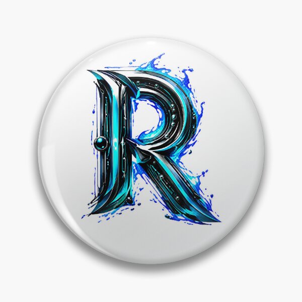Item preview, AquaFlare Cipher The Teal Inferno Letter R designed and sold by BlissBlvdShop.