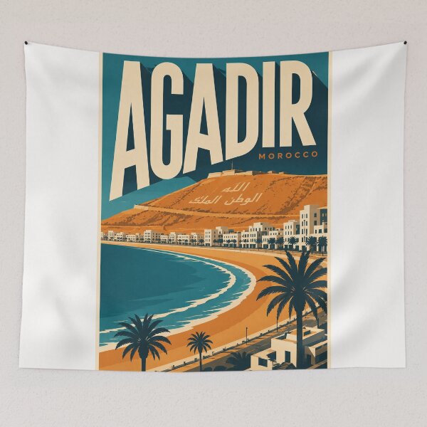 Item preview, Agadir Morocco Atlantic Bay beneath the Atlas Mountains designed and sold by Places On Earth.