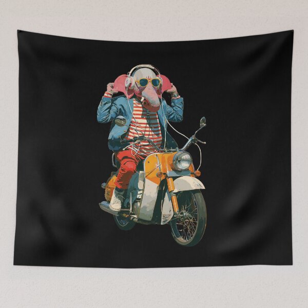 Item preview, Cool Elephant Riding Classic Scooter Blue Jacket Pop Art designed and sold by PANNARUK THAILAND.