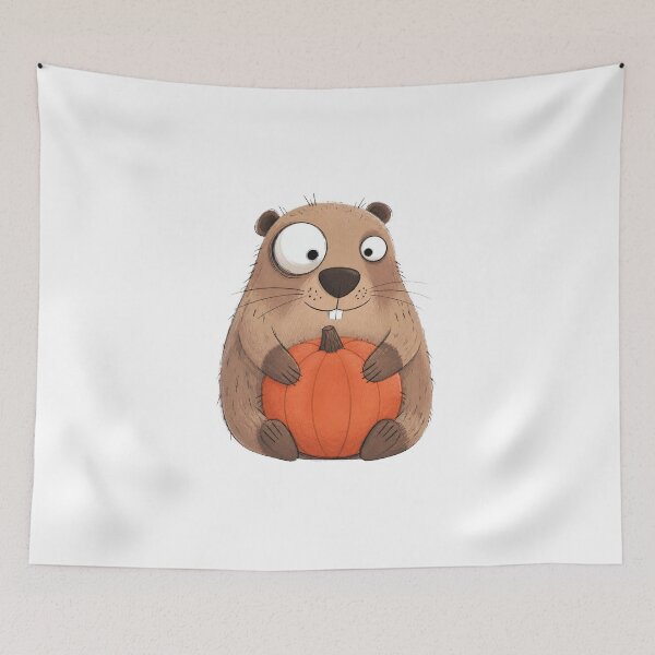 Item preview, Marmot Hugging a Round Pumpkin designed and sold by The-Art-of-D.