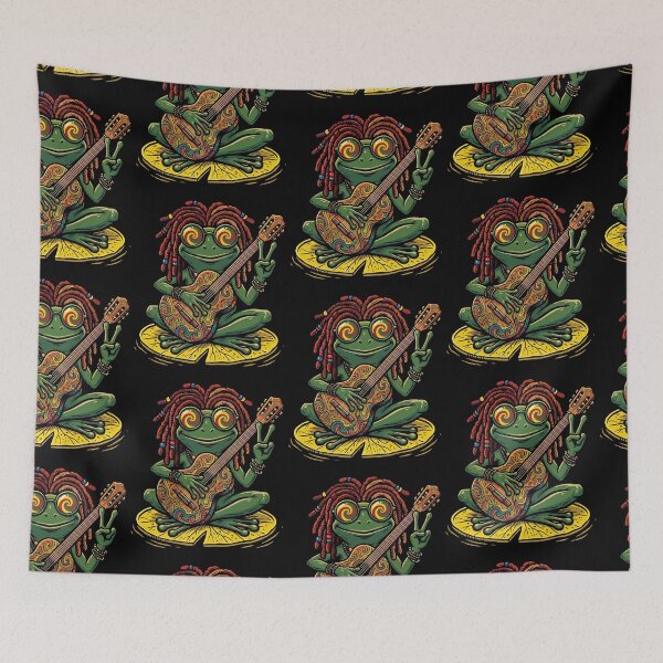 Item preview, Psychedelic Frog Guitarist Halloween Vibe designed and sold by d247.
