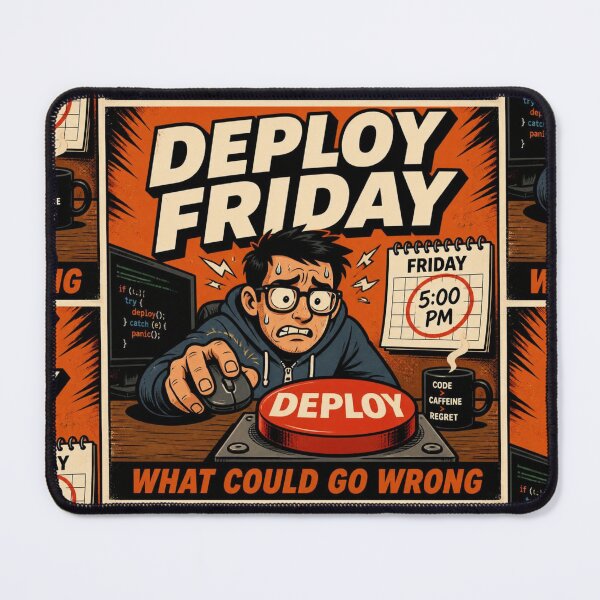 Item preview, Deploy Friday What Could Go Wrong - Funny Developer Warning Shirt designed and sold by Geek Tracy Shop.