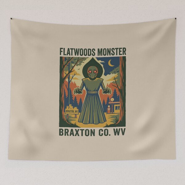 Item preview, Flatwoods Monster Braxton County WV Cryptid Vintage Poster designed and sold by KiwiRider.