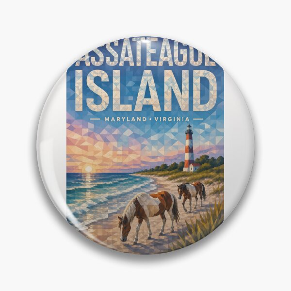 Item preview, Assateague Island Maryland Virginia Wild Horses and Lighthouse Coast designed and sold by Places On Earth.