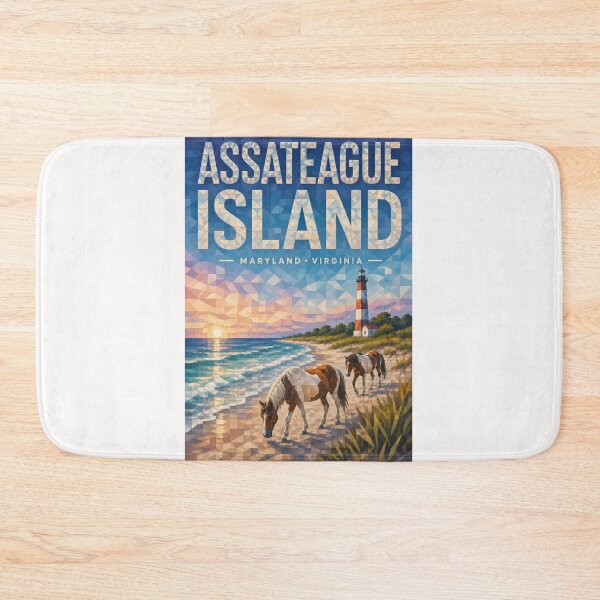 Item preview, Assateague Island Maryland Virginia Wild Horses and Lighthouse Coast designed and sold by Places On Earth.