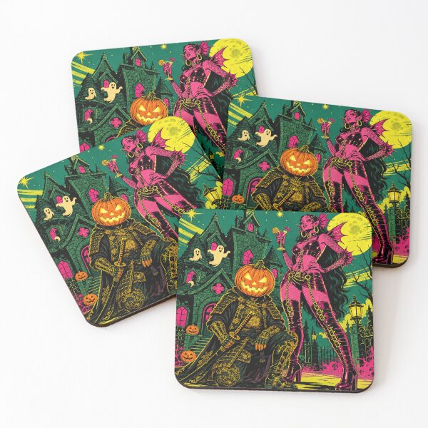 Item preview, Headless Horseman Samurai & Club Queen - Vintage Fantasy Halloween Art designed and sold by TheHorsemanRidesAgain.