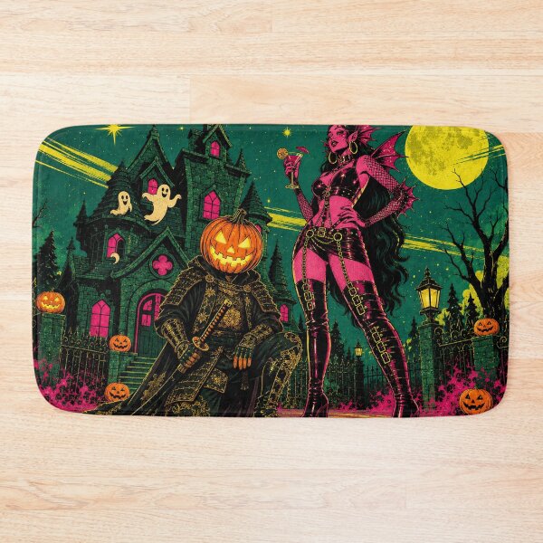 Item preview, Headless Horseman Samurai & Club Queen - Vintage Fantasy Halloween Art designed and sold by TheHorsemanRidesAgain.