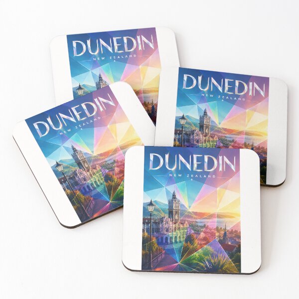 Item preview, Dunedin New Zealand Railway Station and Otago Harbour at Sunset designed and sold by Places On Earth.