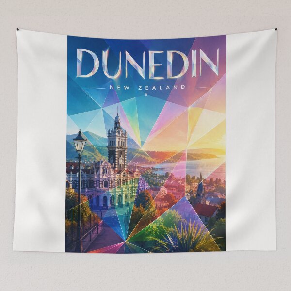 Item preview, Dunedin New Zealand Railway Station and Otago Harbour at Sunset designed and sold by Places On Earth.