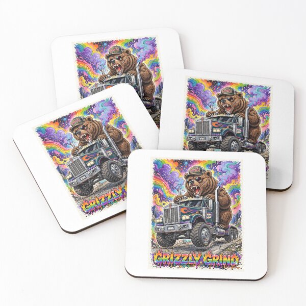 Item preview, WWA-Grizzly Grind Bear Semi Truck Fink Art designed and sold by WeirdWheeledArt.