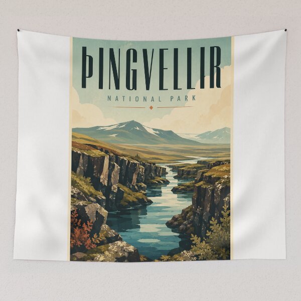 Item preview, Pingvellir National Park Iceland Rift Valley and River Landscape designed and sold by Places On Earth.