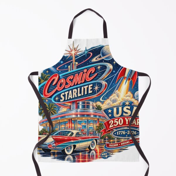 Item preview, Cosmic Starlite Diner USA 250 Ans Fusée Rétro designed and sold by Normandy Road Heritage™ - Vintage Garage Art.