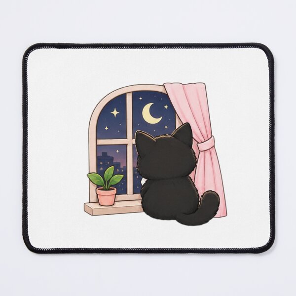 Item preview, Miso Cat Under the Stars – Cozy Black Cat Night designed and sold by MAPCollectives.