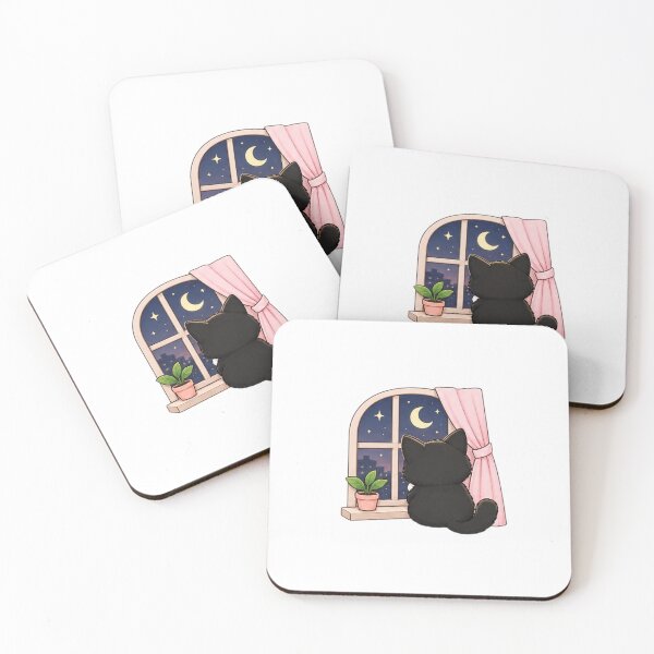 Item preview, Miso Cat Under the Stars – Cozy Black Cat Night designed and sold by MAPCollectives.