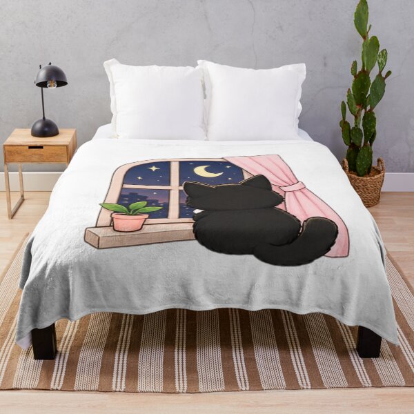 Item preview, Miso Cat Under the Stars – Cozy Black Cat Night designed and sold by MAPCollectives.