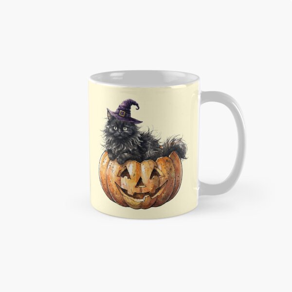 Item preview, Cute Fluffy Black Cat Witch Inside Jack O Lantern Pumpkin designed and sold by BreezifyDesignStudio.