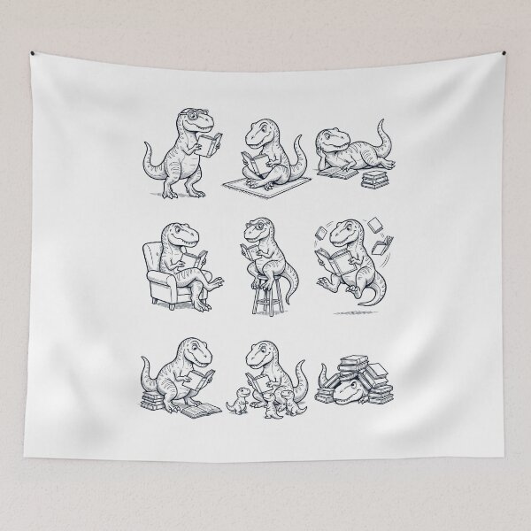 Item preview, Vintage T Rex Dinosaur Book Reader Reading Animal Lover designed and sold by dian-rody-crest.
