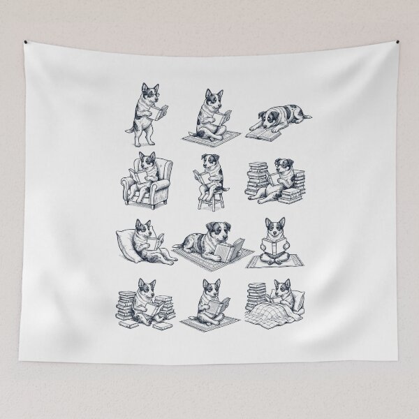 Item preview, Vintage Texas Heeler Book Reader Reading Dog Lover designed and sold by dian-rody-crest.
