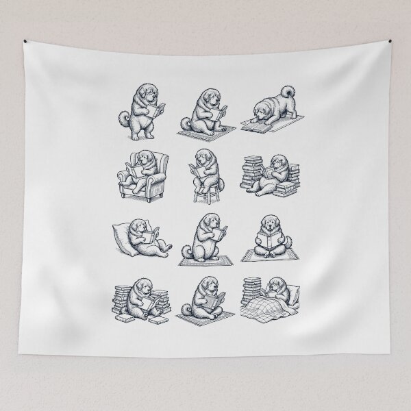 Item preview, Vintage Tibetan Mastiff Book Reader Reading Dog Lover designed and sold by dian-rody-crest.