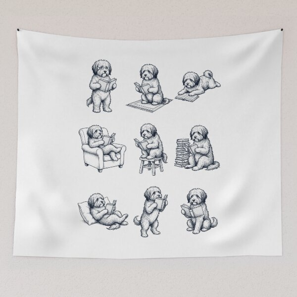 Item preview, Vintage Tibetan Terrier Book Reader Reading Dog Lover designed and sold by dian-rody-crest.