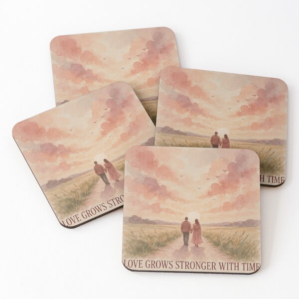 Item preview, Love Grows Stronger With Time – Sunset Couple Watercolor designed and sold by larbimalki.