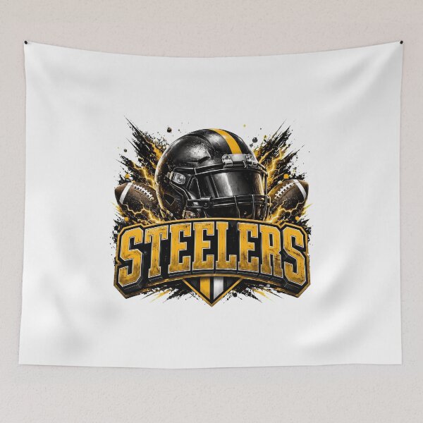 Item preview, Black and Gold Steelers Football Helmet Splash Graphic designed and sold by LindaWash39353.