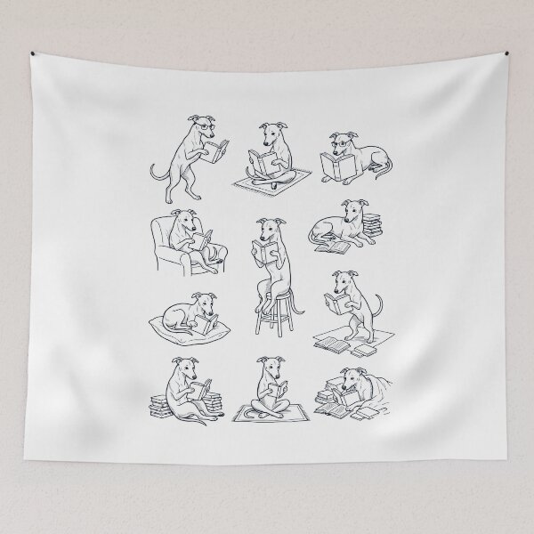 Item preview, Vintage Whippet Book Reader Reading Dog Lover designed and sold by dian-rody-crest.
