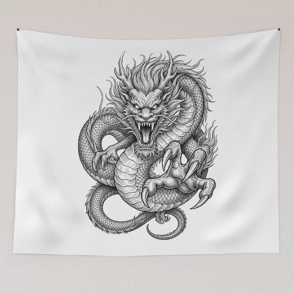 Item preview, Japanese Dragon Spirit | Fierce Eastern Dragon Ink Illustration designed and sold by DragonSerpent Ink.