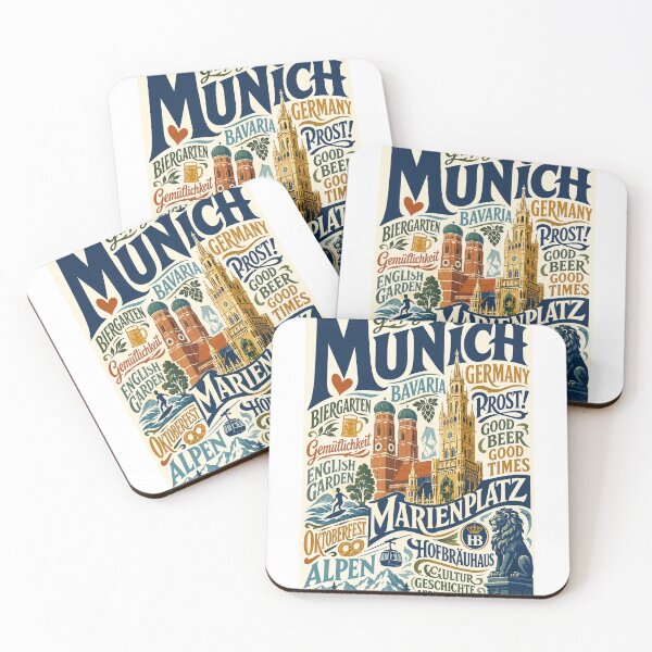Item preview, Munich Germany Marienplatz Frauenkirche and Bavarian Landmarks designed and sold by Aryabek.