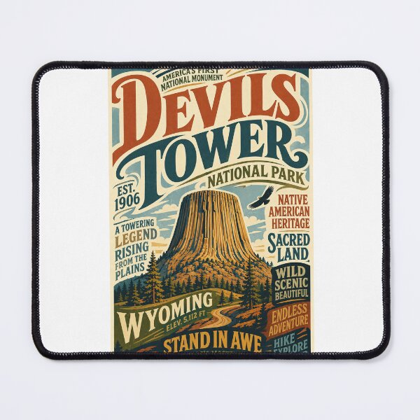 Item preview, Devils Tower Wyoming Black Hills National Monument Landscape designed and sold by Aryabek.
