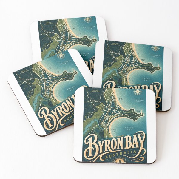 Item preview, Byron Bay Australia Cape Byron Wategos Beach Coastal Map designed and sold by Aryabek.