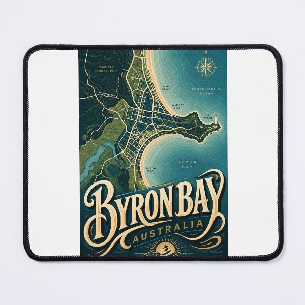 Item preview, Byron Bay Australia Cape Byron Wategos Beach Coastal Map designed and sold by Aryabek.