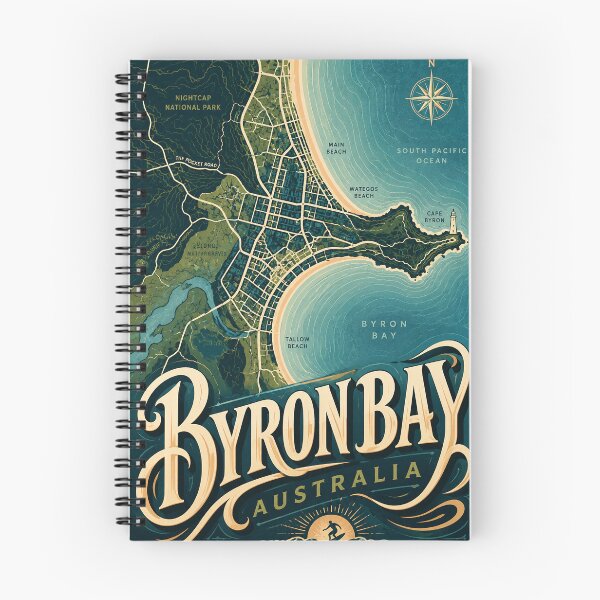 Item preview, Byron Bay Australia Cape Byron Wategos Beach Coastal Map designed and sold by Aryabek.
