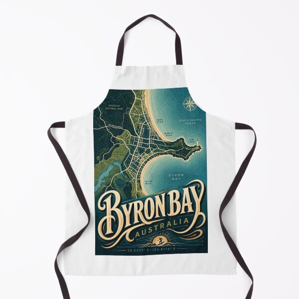Item preview, Byron Bay Australia Cape Byron Wategos Beach Coastal Map designed and sold by Aryabek.