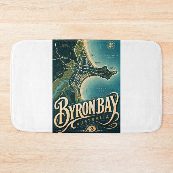Item preview, Byron Bay Australia Cape Byron Wategos Beach Coastal Map designed and sold by Aryabek.