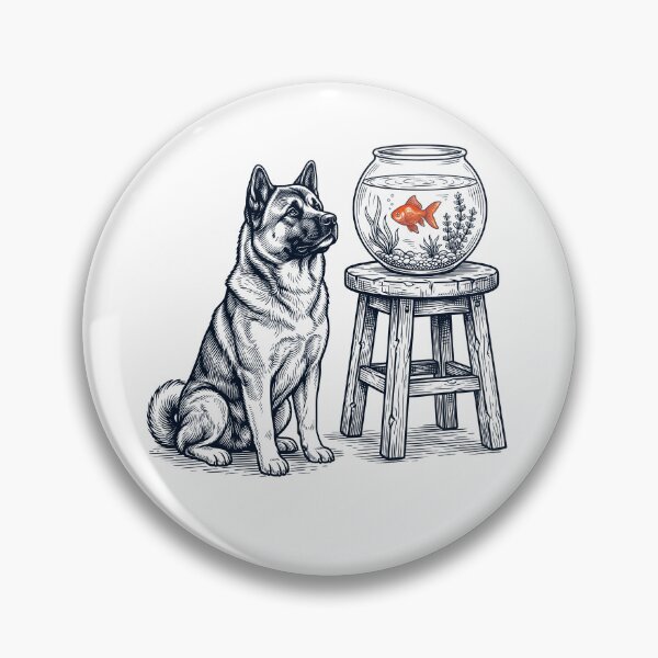 Item preview, Vintage Akita with Goldfish Dog Lover designed and sold by dian-rody-crest.