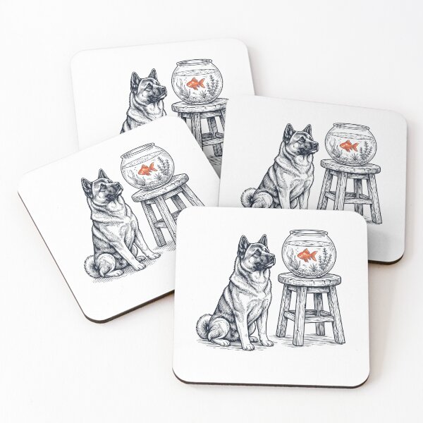 Item preview, Vintage Akita with Goldfish Dog Lover designed and sold by dian-rody-crest.