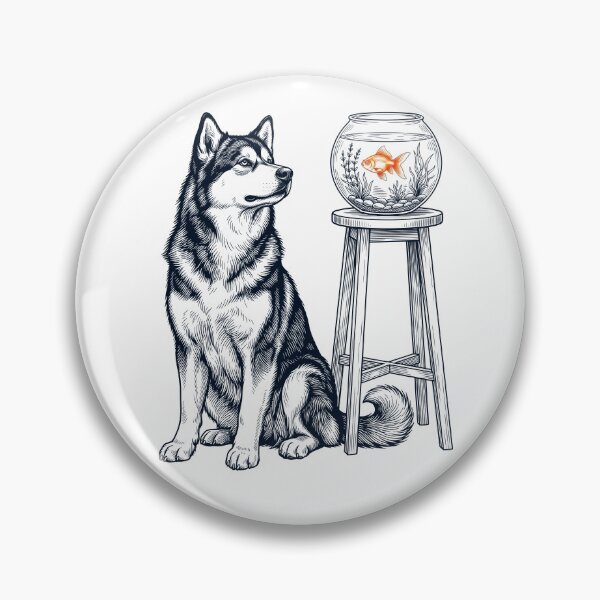 Item preview, Vintage Alaskan Malamute with Goldfish Dog Lover designed and sold by dian-rody-crest.