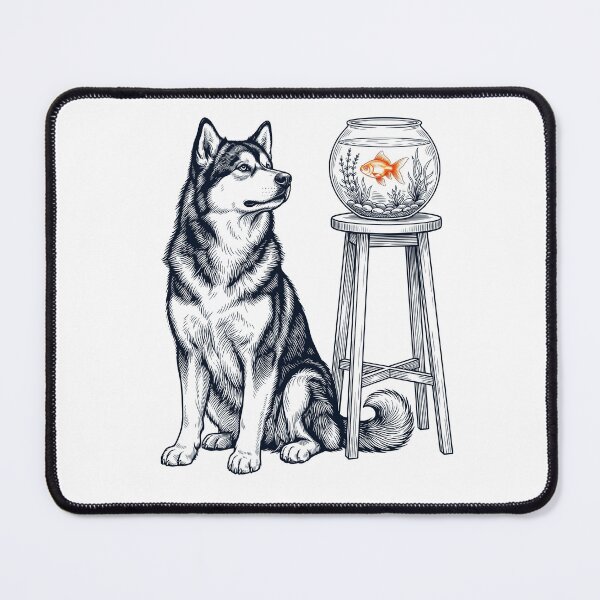 Item preview, Vintage Alaskan Malamute with Goldfish Dog Lover designed and sold by dian-rody-crest.